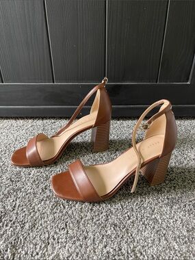 Kelly & Katie Brown Block Heel Ankle-Strap Sandals